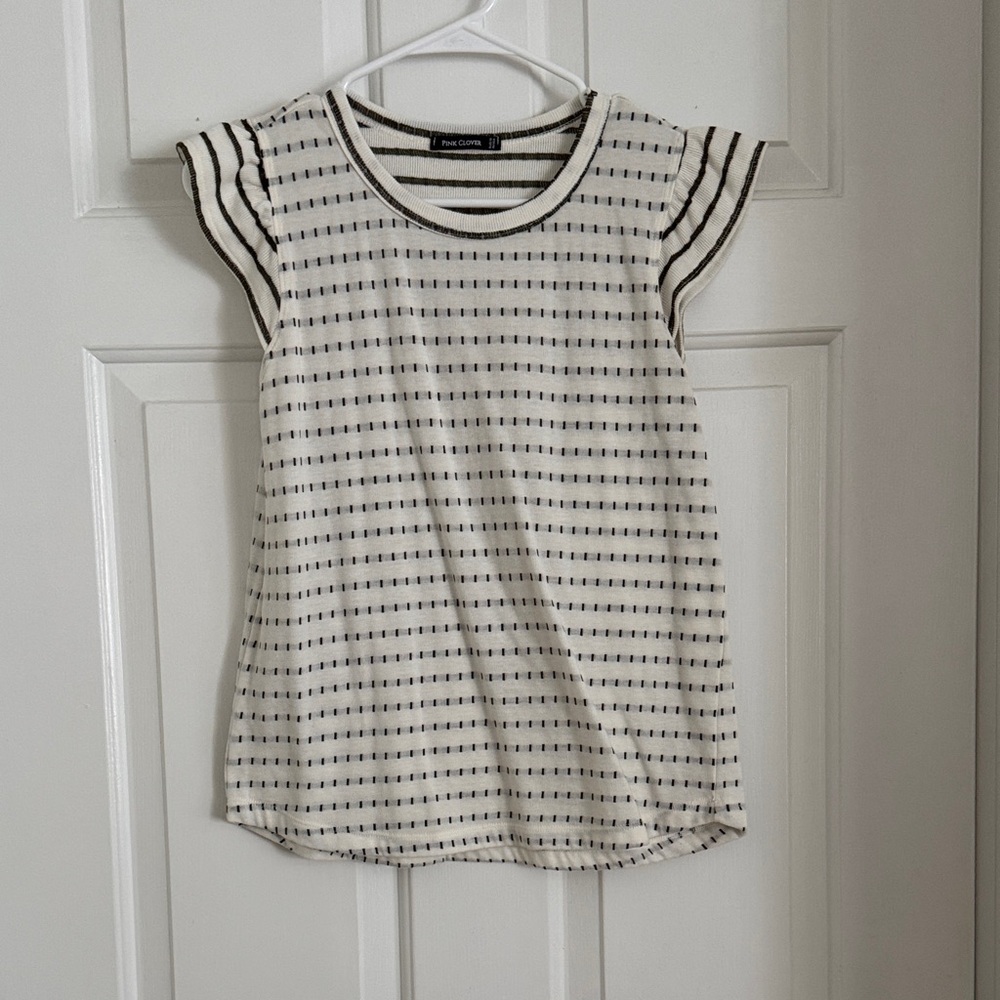 Pink Clover Cream Top with Stripes